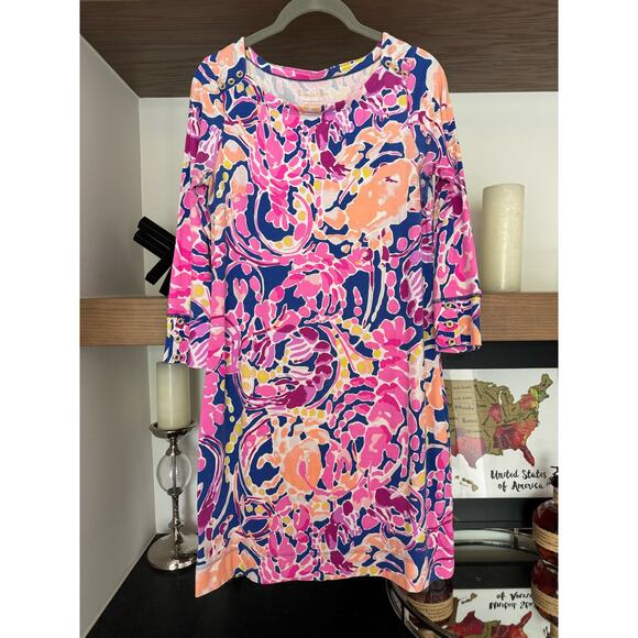 Lilly Pulitzer Sophie Dress in Brilliant Blue Catch And Release - Picture 2 of 5